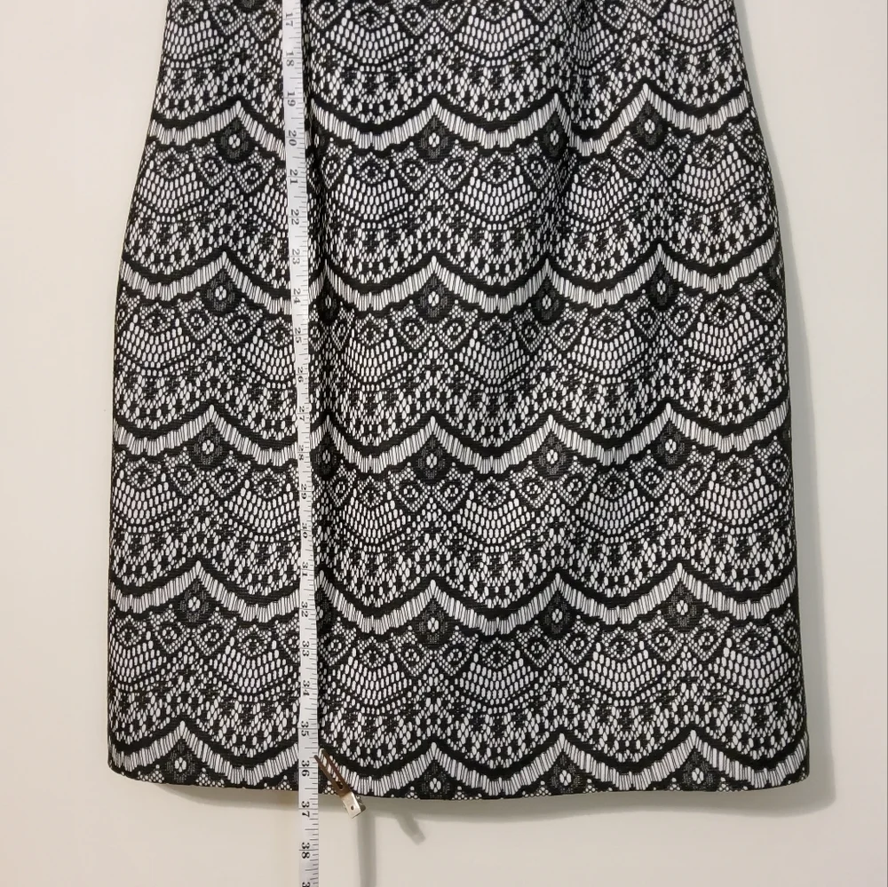 Jessica Simpson Black/White Eyelet Embroidered Lace Sleeveless Sheath Dress Sz8 - Picture 4 of 10
